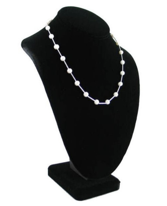 Padded Neck Bust Necklace Display 10.5"H Velvet Black